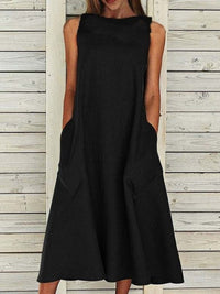Blythe Airy Maxi Dress with Pockets in Black