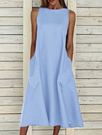 Blythe Airy Maxi Dress with Pockets in Blue