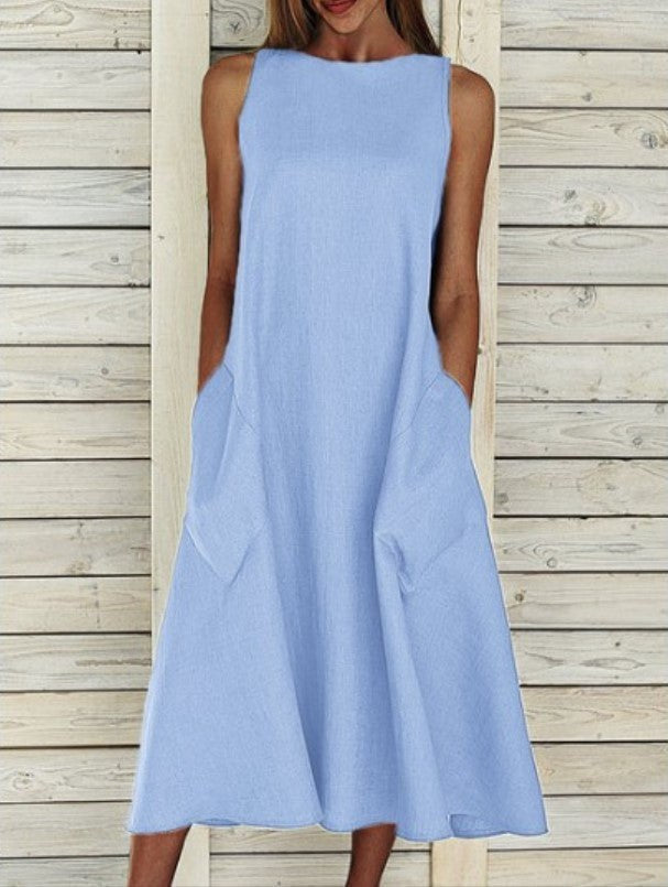 Blythe Airy Maxi Dress with Pockets in Blue