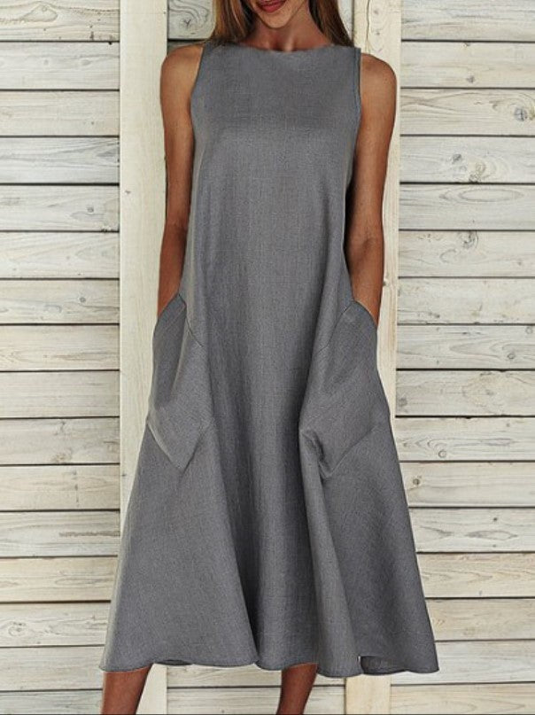 Blythe Airy Maxi Dress with Pockets in Grey