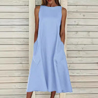 Blythe Airy Maxi Dress with Pockets in White