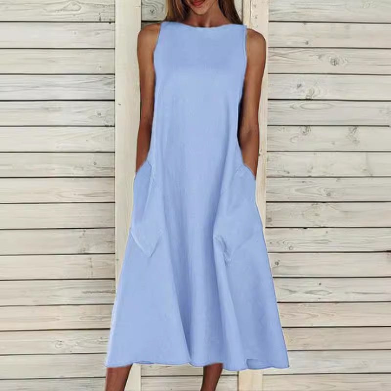 Blythe Airy Maxi Dress with Pockets in White