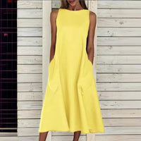 Blythe Airy Maxi Dress with Pockets in White