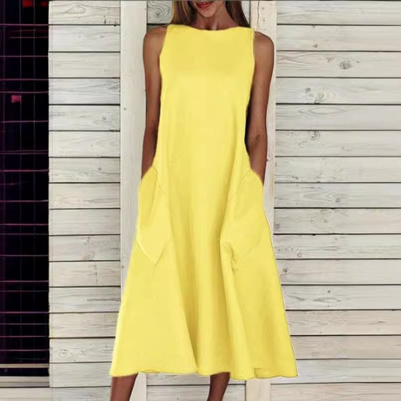 Blythe Airy Maxi Dress with Pockets in White