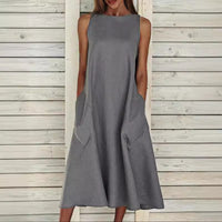 Blythe Airy Maxi Dress with Pockets in White