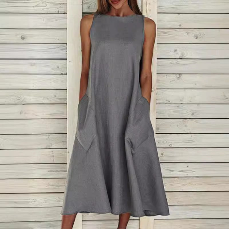Blythe Airy Maxi Dress with Pockets in White