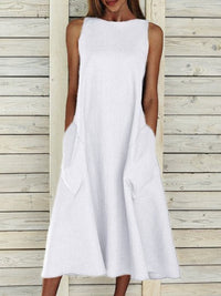 Blythe Airy Maxi Dress with Pockets in White