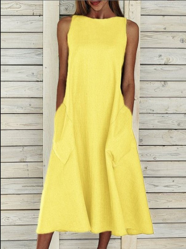 Blythe Airy Maxi Dress with Pockets in Yellow