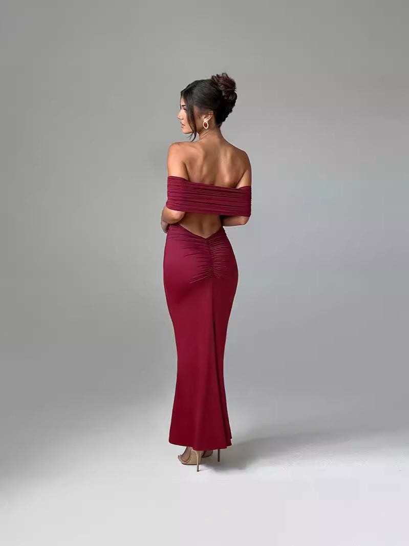 Blythe Elegant Evening Dress in Wine Red