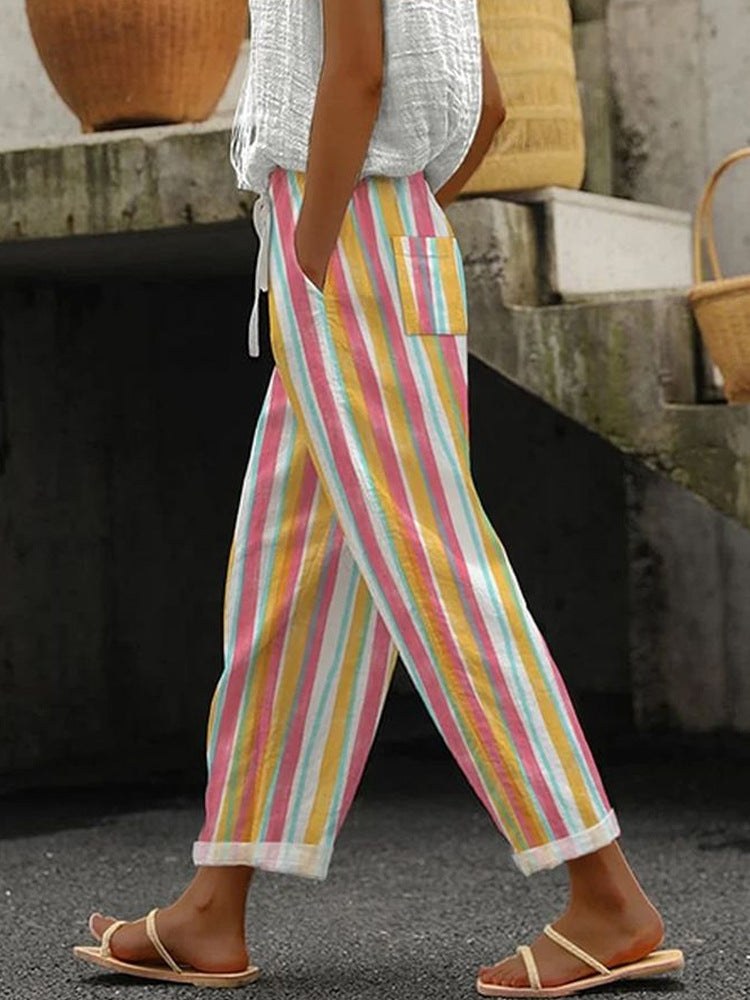 Blythe Linen Trousers in Red
