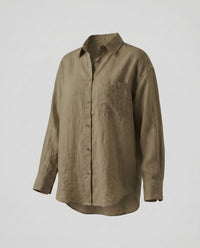Bo Casual Linen Blouse in Olive Green