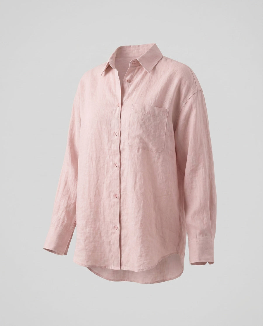 Bo Casual Linen Blouse in Pink