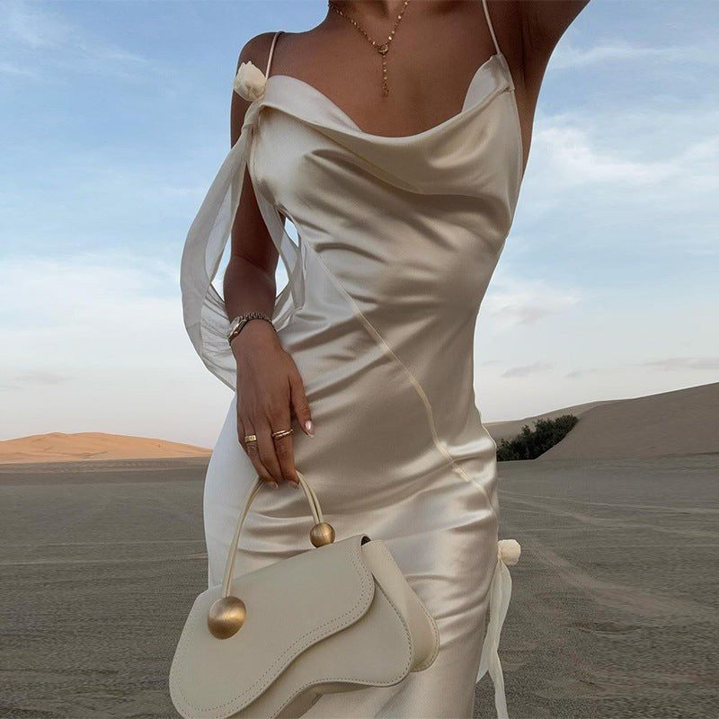Bo Elegant Satin Wrap Dress