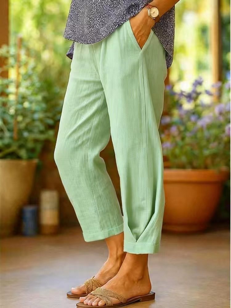 Bo Linen Trousers in Light Green