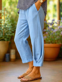 Bo Linen Trousers in Sky Blue