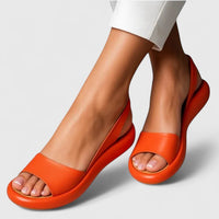 Bondi Women's Peep Toe Slingback Flatform Sandals in Orange