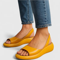 Bondi Women's Peep Toe Slingback Flatform Sandals in Yellow