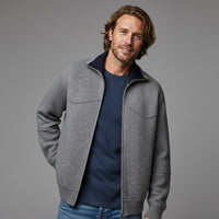 Bradford Wool-Blend Zip Sweater in Slate Gray