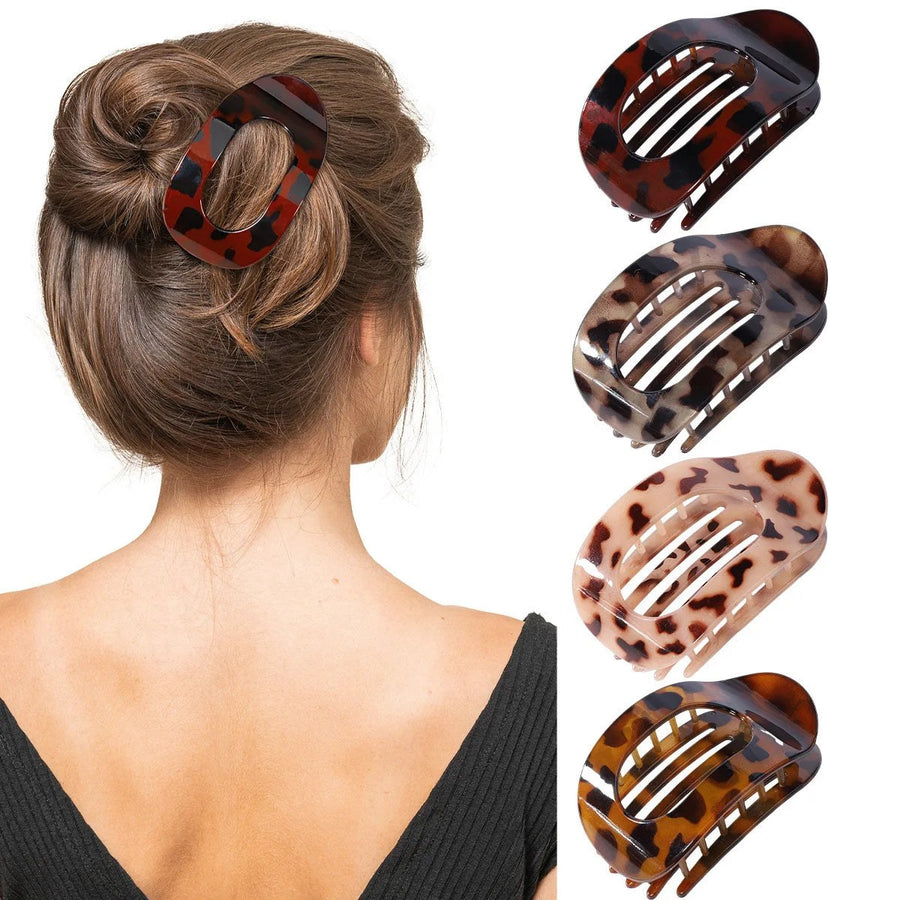 Brenda Women's Large Hair Claw Clip Oval Flat in 4pcs-3