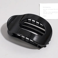 Brenda Women's Large Hair Claw Clip Oval Flat in bright black
