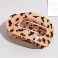 Brenda Women's Large Hair Claw Clip Oval Flat in bright light leopard