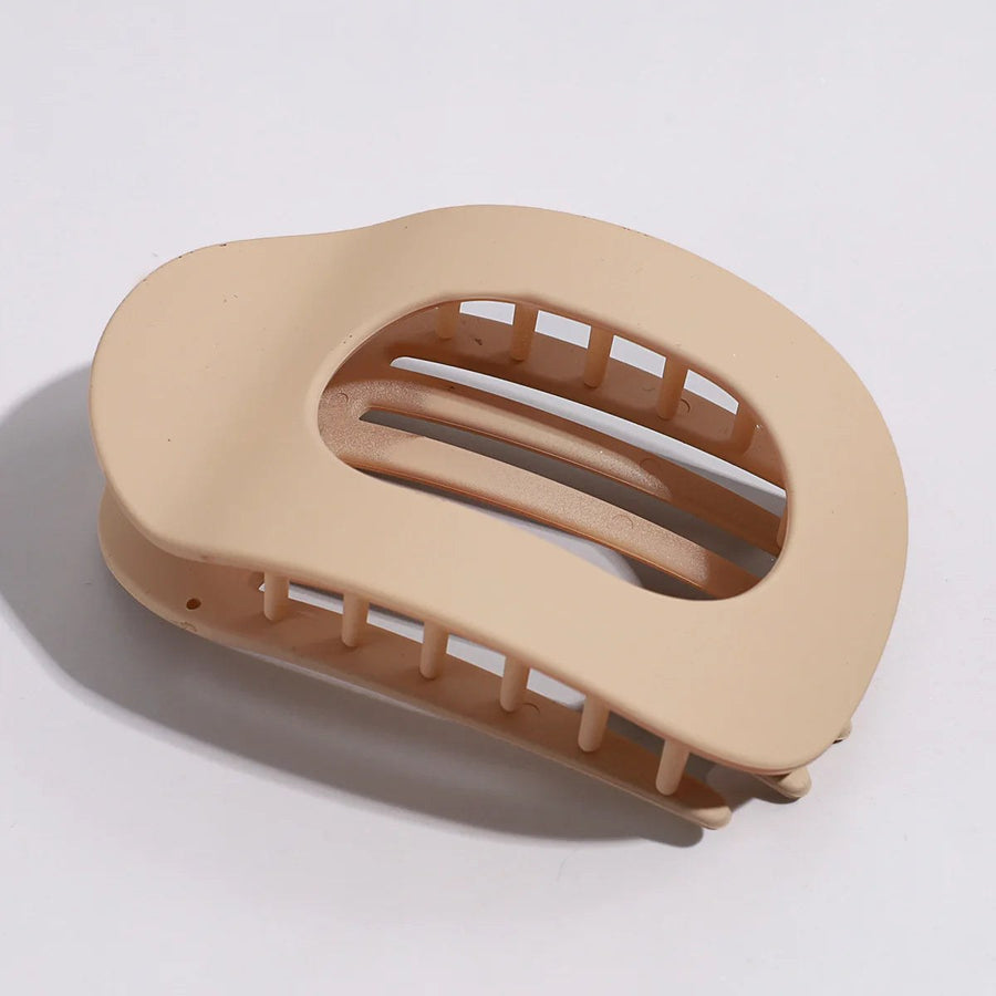 Brenda Women's Large Hair Claw Clip Oval Flat in matte beige