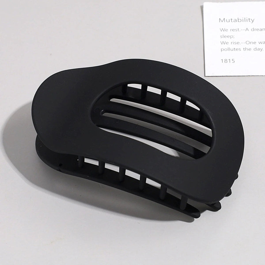 Brenda Women's Large Hair Claw Clip Oval Flat in matte black
