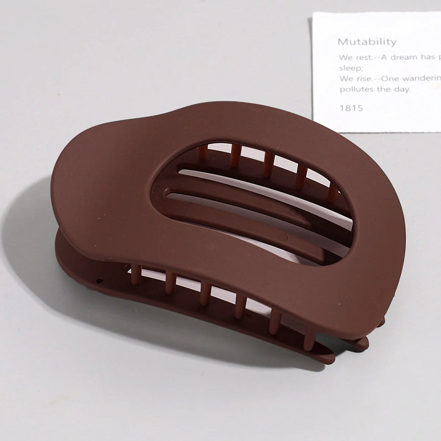 Brenda Women's Large Hair Claw Clip Oval Flat in matte brick red