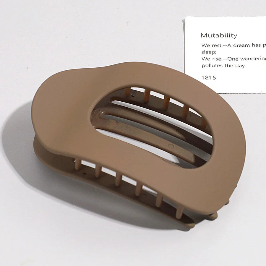 Brenda Women's Large Hair Claw Clip Oval Flat in matte coffee
