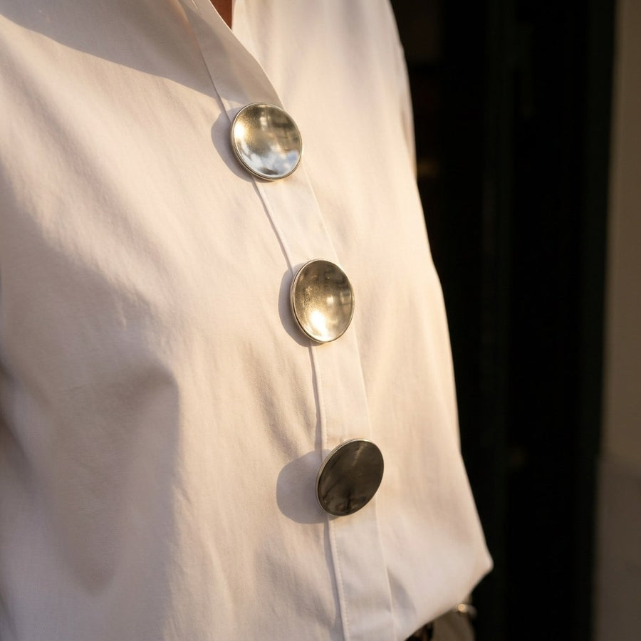 Brennie Women's White Oversized Button-Down Blouse