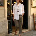 Brennie Women's White Oversized Button-Down Blouse