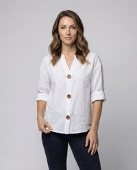 Briar Casual Linen Blouse with V-Neck