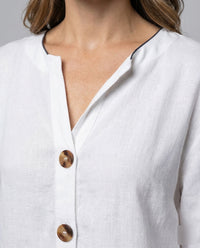 Briar Casual Linen Blouse with V-Neck