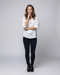 Briar Casual Linen Blouse with V-Neck