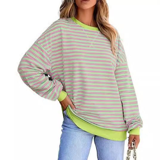 Briar Casual Shirt with Striped and Oversized in Pink