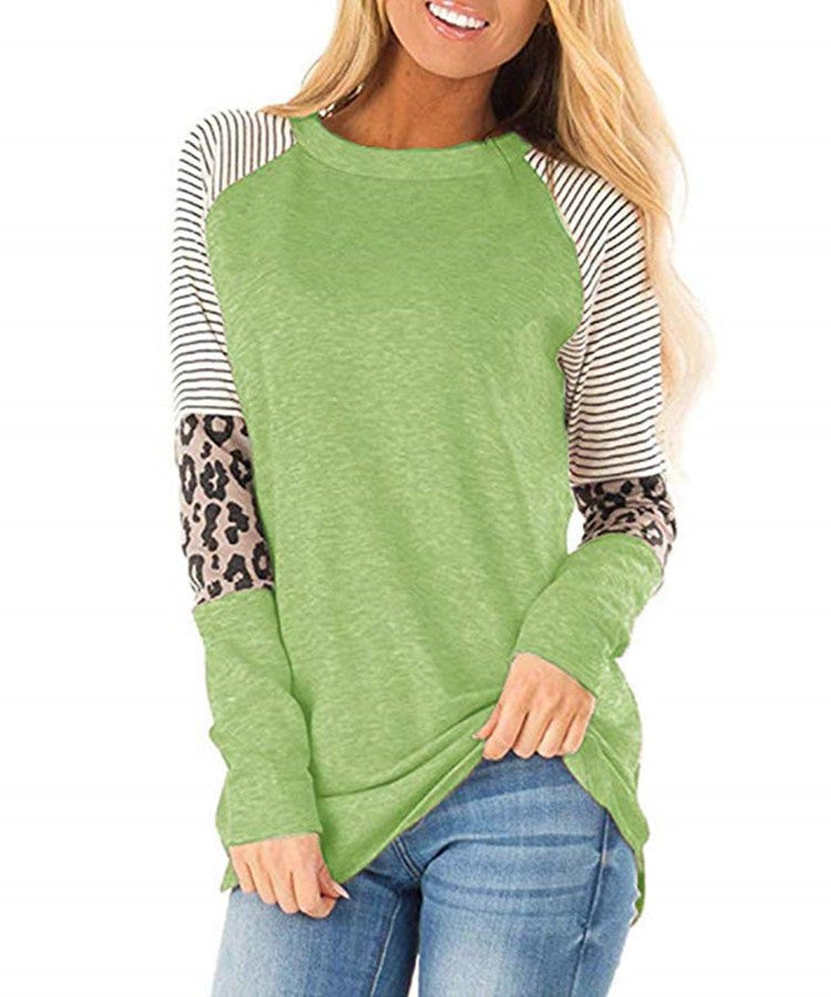 Briar Casual Top with Striped in Frucht Green