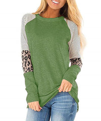 Briar Casual Top with Striped in Olive Green