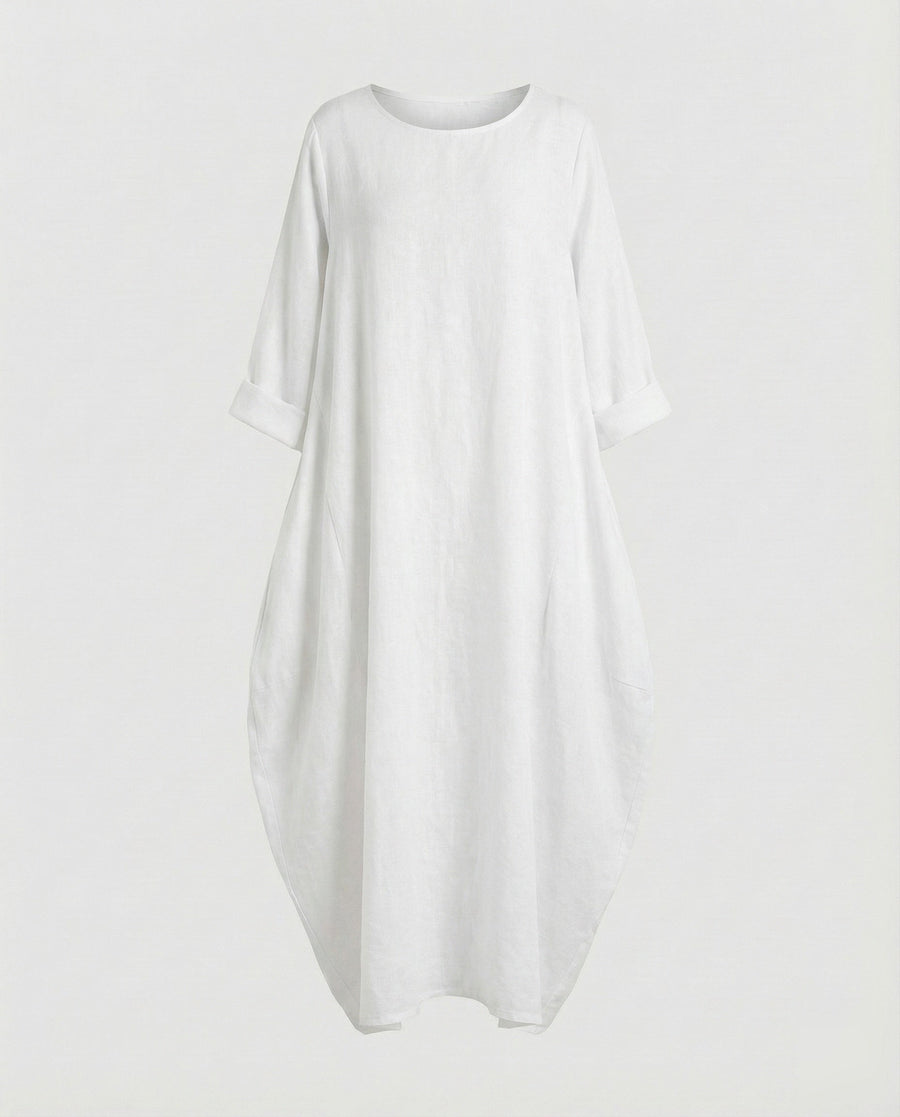 Briar Dress with Side Pockets and Pockets in White