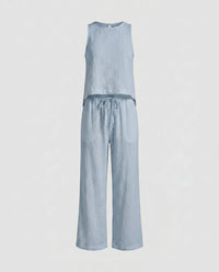 Briar Lightweight Linen Set in Blue