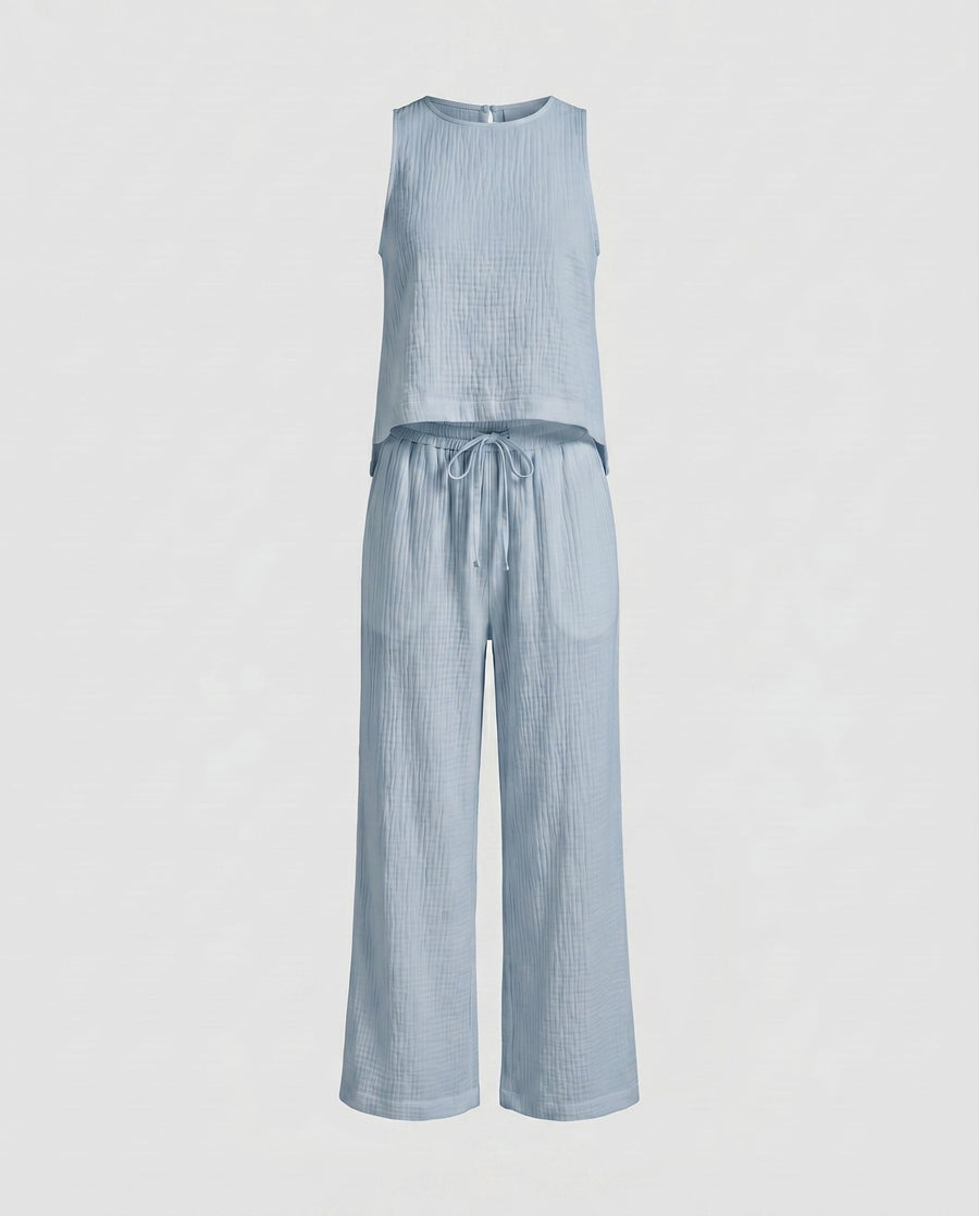 Briar Lightweight Linen Set in Blue