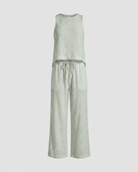 Briar Lightweight Linen Set in Graugrün