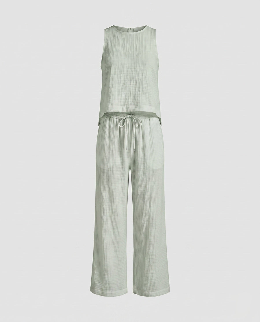Briar Lightweight Linen Set in Graugrün