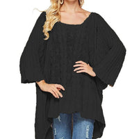 Bridget Casual Knit Poncho in Black