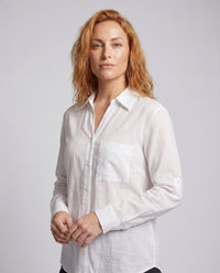 Bridget Casual Linen Blouse with Chest Pocket