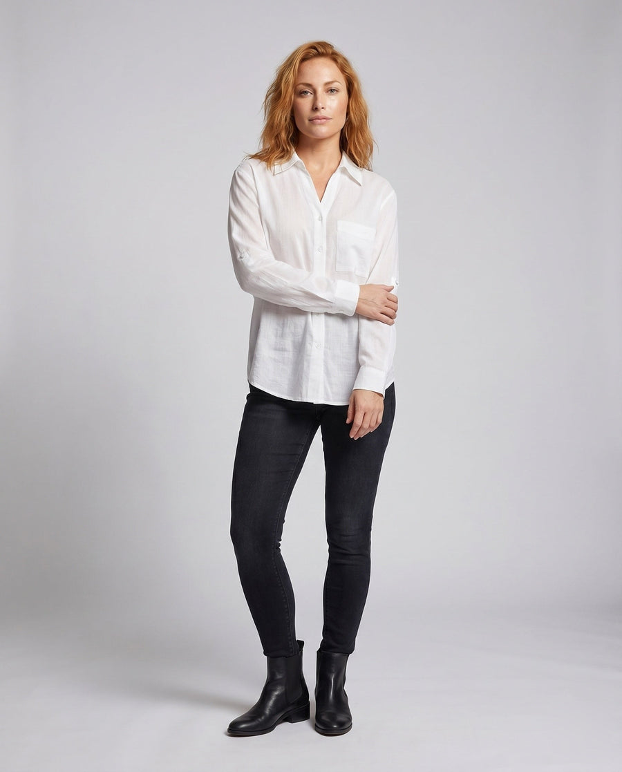 Bridget Casual Linen Blouse with Chest Pocket
