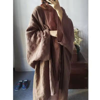 Bridget Casual Linen Coat in Brown
