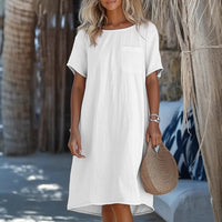 Bridget Casual Linen Maxi Dress with Pockets