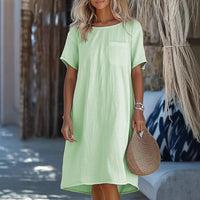 Bridget Casual Linen Maxi Dress with Pockets