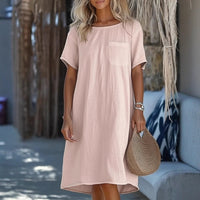Bridget Casual Linen Maxi Dress with Pockets