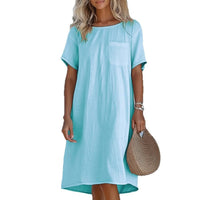 Bridget Casual Linen Maxi Dress with Pockets